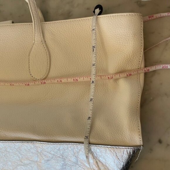 TALBOTS Leather White Silver Large Tote Bag NWOT - Picture 15 of 16